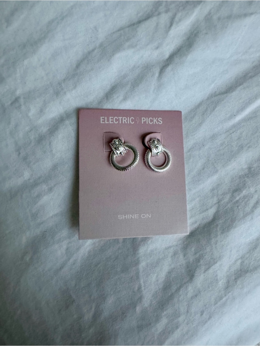 Electric Picks Silver Rope Hoop Earrings